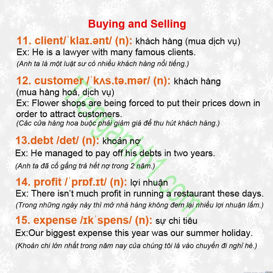 Danh từ chủ đề mua sắm 3