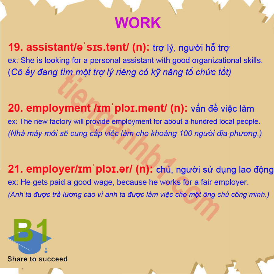 Từ vựng tiếng Anh B1- chủ đề Work 2.2