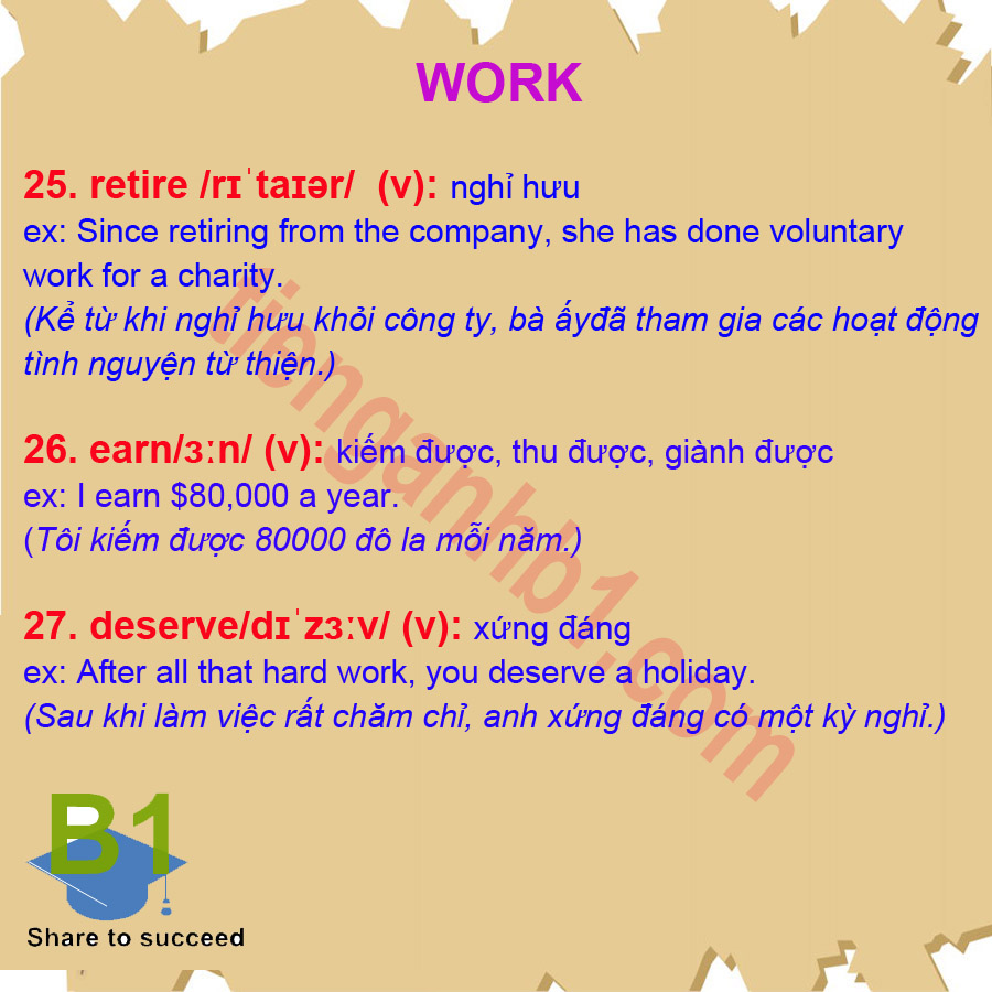 Từ vựng tiếng Anh B1- chủ đề Work 2.4