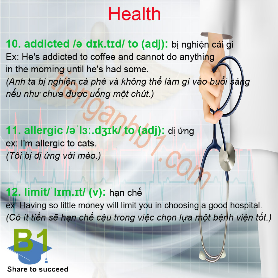 Từ vựng tiếng Anh B1 - Chủ đề Heath 1.5